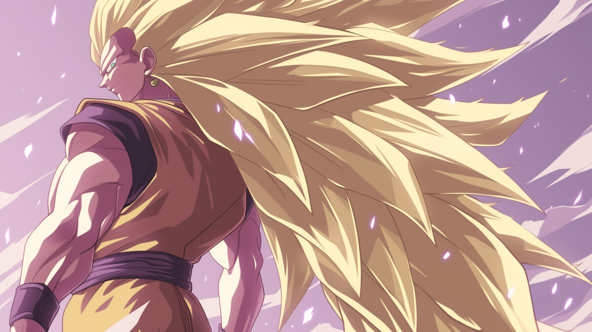 Illustration d’un Super Saiyan à la chevelure dorée imposante, capturant l’évolution des figurines de collection, des premières éditions aux modèles rares et détaillés.